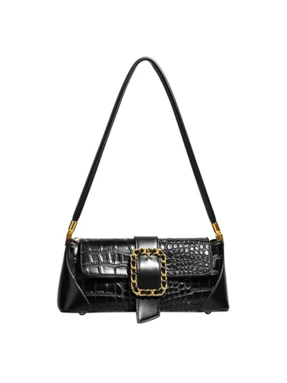 Vegan Leather Shoulder Bag Baguette Handbag Underarm Purse